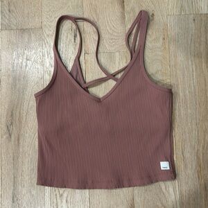 Vuori Rib Crop Tank with built-in bra, M